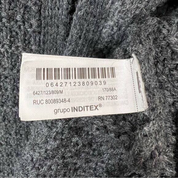 Zara Womens Size Medium Charcoal Gray Waffle Knit Single Button Cardigan Sweater - Picture 8 of 13